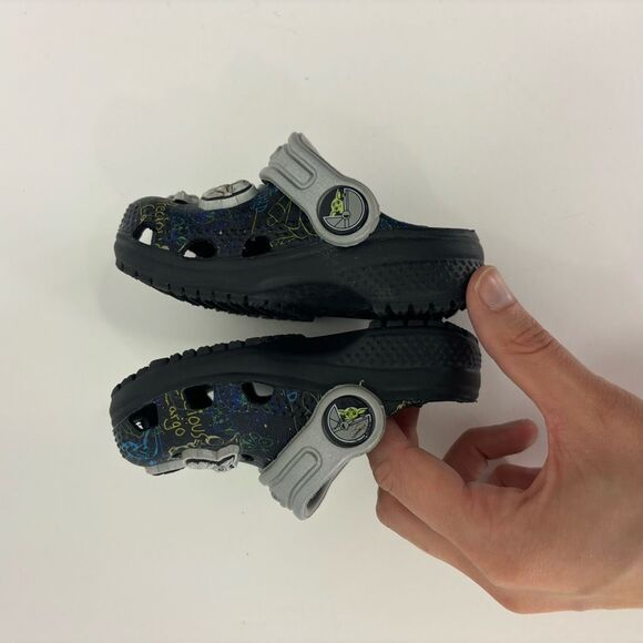 Star Wars x Crocs Black with Silver Clog Shoes Baby Size 4 - Picture 6 of 7